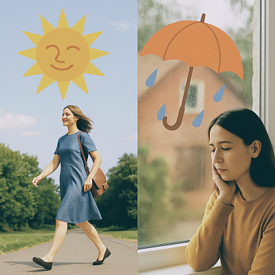 エネルギー，光，愛，喜び，晴れ，傘，雨，天気